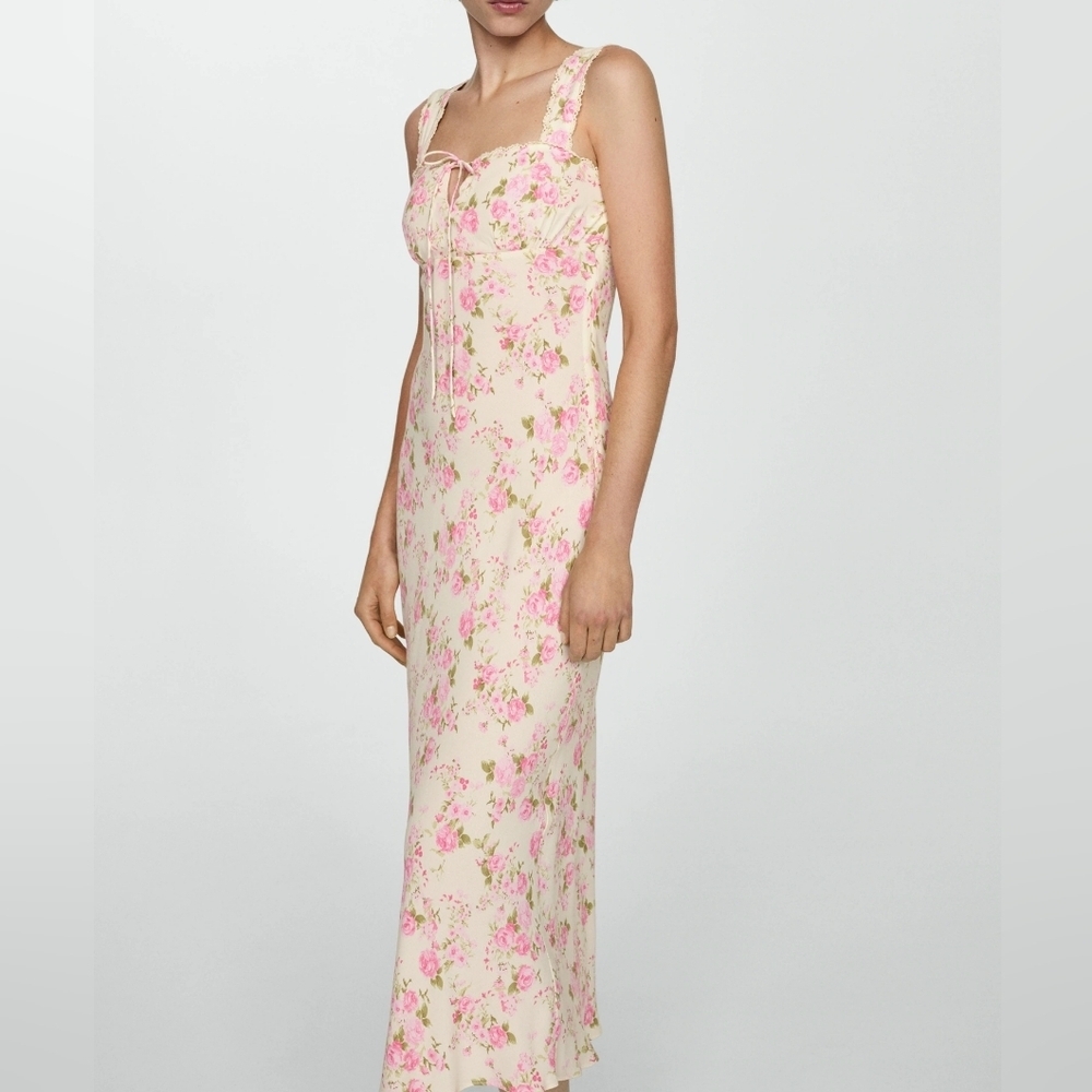 Mango Floral dress with bow neckline - Picture 9 of 9
